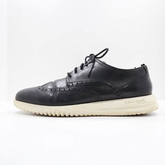 Cole Haan Grand+ Black Leather Wingtip Oxford Shoes - Men's 11 - Picture 1 of 7